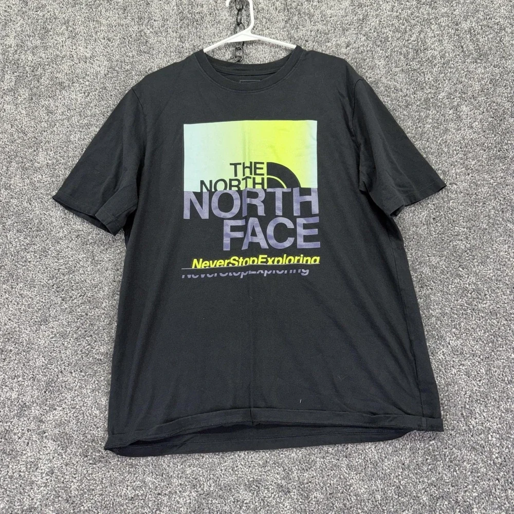The North Face Shirt Mens Large Black Short Sleeve Logo Graphic Tee Outdoor